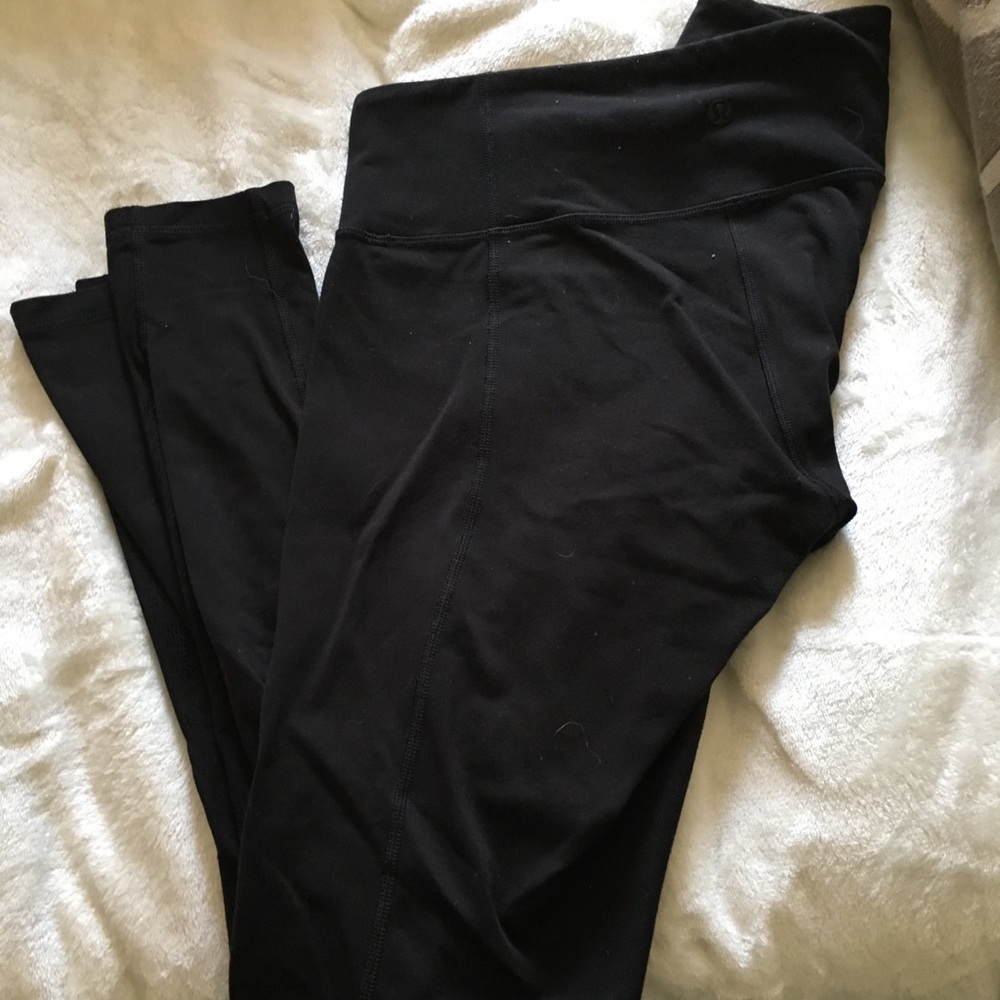 Lulu Lemon Yoga Pants with floral mesh around shin